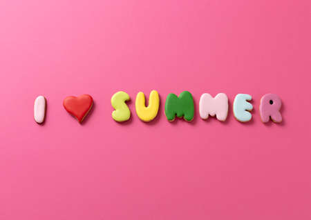 I love summer, tropical beach cookies, handmade sugar cookies decorated with royal icing, custom made for summer fun.  Perfect for the beach, the pool, a backyard barbecue, or picnic, delicious chilling conceptの写真素材
