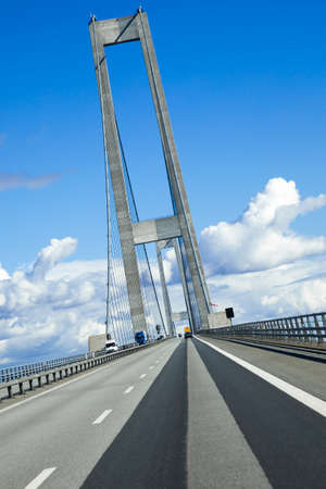 Road suspension bridge between Nyborg and Korsor on the Baltic sea Photo taken on  sepember 26th, 2013のeditorial素材
