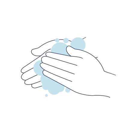 Hand washing. Soap. Hand hygiene. Methods of protection against viruses. Combating the spread of coronavirus. For the web and infographics.のイラスト素材