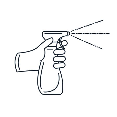 Anti-Bacterial Sanitizer Spray. Spray bottle icon. Alcohol spray. Household Chemicals. Infection control concept, Coronavirus, 2019-nCoV, flu, virus. Flat vectorのイラスト素材
