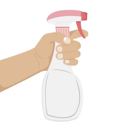 Anti-Bacterial Sanitizer Spray. Spray bottle icon. Alcohol spray. Household Chemicals. Infection control concept, Coronavirus, 2019-nCoV, flu, virus. Flat vectorのイラスト素材