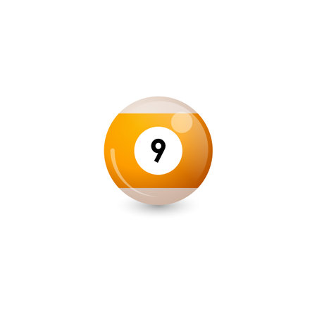 Yellow Billiard Ball Number 9 Vector Illustrationのイラスト素材