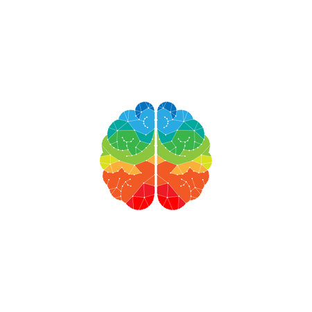 Creative Poly Color Brain Logo Design Template