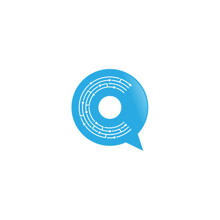 Letter C Techno Chat Logo Vector Illustrationのイラスト素材