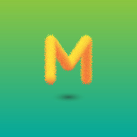 Hairy Letter M on Green Background. Isolated Vector Elementのイラスト素材