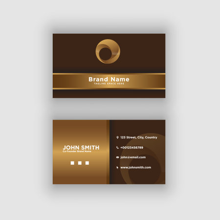 Modern and Luxury Business Card Design Template, Design Chocolate and Gold Colorのイラスト素材