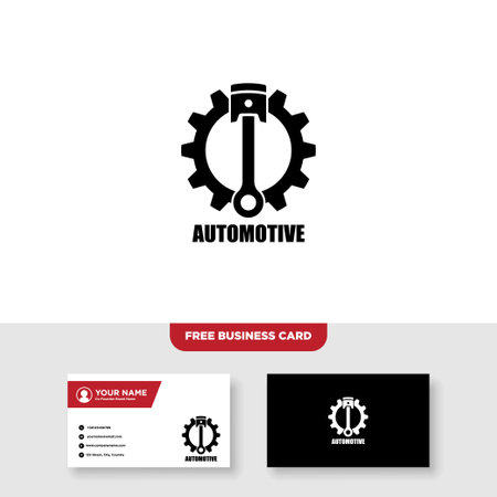 Gear Piston Automotive logo and Business Card Templateのイラスト素材