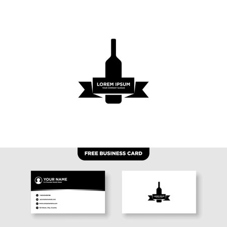 Wine Bar Logo Vintage and Business Card Templateのイラスト素材