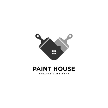 paint home logo simple line logo template vector illustration - Vectorのイラスト素材