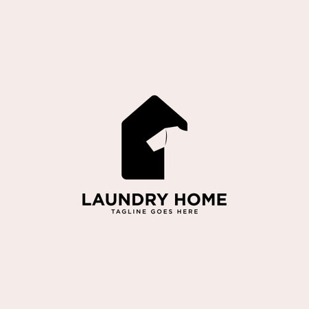 laundry home logo simple line logo template vector illustration - Vectorのイラスト素材