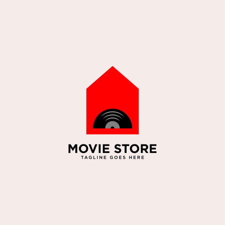 movie store logo simple line logo template vector illustration - Vectorのイラスト素材