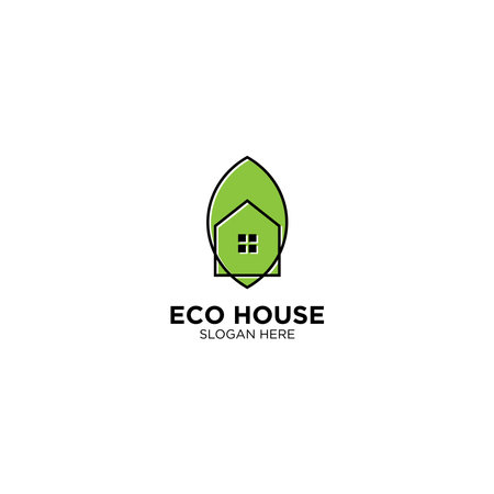 Eco House logo vector line outline monoline icon illustration - Vectorのイラスト素材