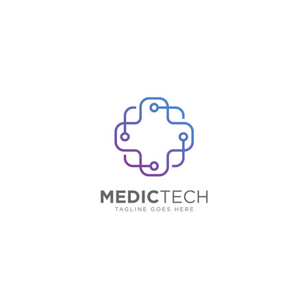 Medical Tech Monoline Logo Design Vectorのイラスト素材
