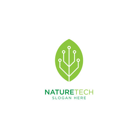 Nature Tech and Leaf Logo Design Templateのイラスト素材