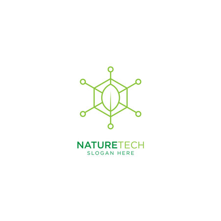 Nature Tech and Leaf Logo with Monoline Styleのイラスト素材