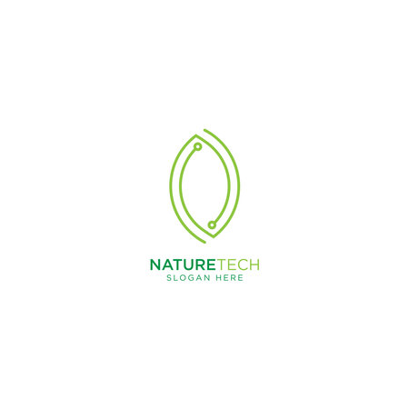 Nature Tech and Leaf Logo with Monoline Styleのイラスト素材