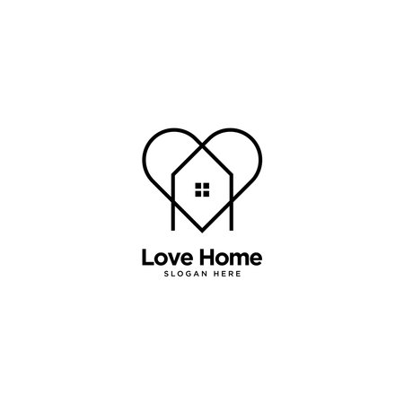 Love Home Logo Outline Monolineのイラスト素材