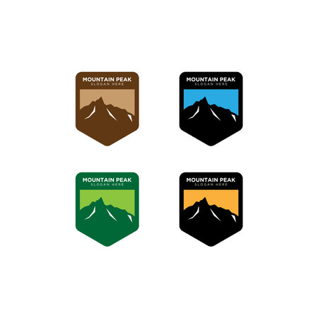 Set of mountain and outdoor adventures logo  mountain labels and design elementsのイラスト素材