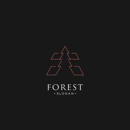 monoline forest, mountain and wave logo icon vectorのイラスト素材