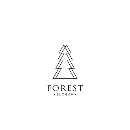 monoline forest, mountain and wave logo icon vectorのイラスト素材