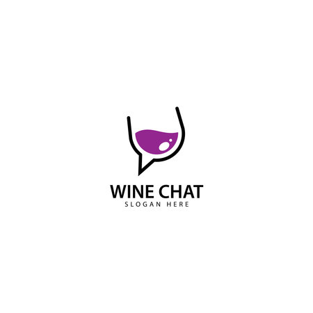 Wine Chat Logo Design Iconのイラスト素材