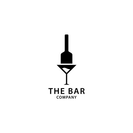Bar Logo Design, Wine and Drinks Iconのイラスト素材