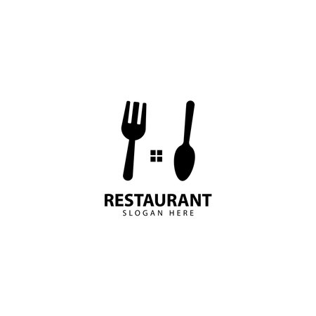 Restaurant Logo Design with fork and spoonsのイラスト素材