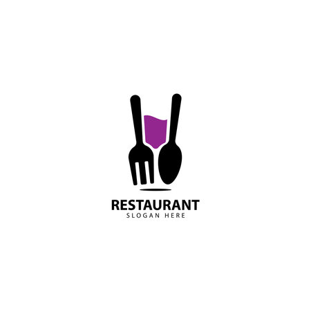 Restaurant Logo Design with forks, spoons and glassのイラスト素材