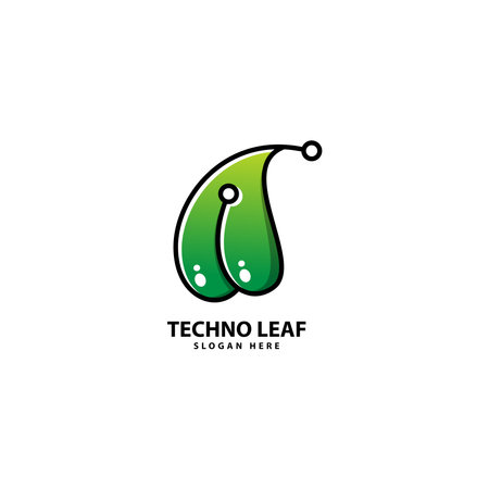 Technology Leaf Logo Design Iconのイラスト素材