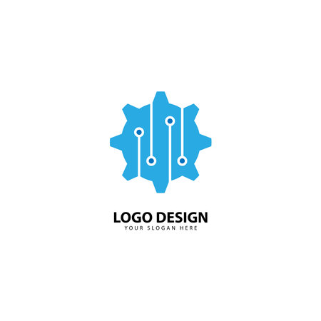 gear tech and leaf logo designのイラスト素材