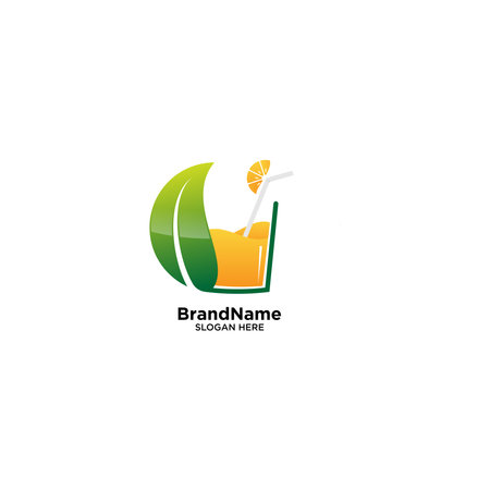 Orange Fruit Logo with leafのイラスト素材