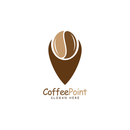 Coffee Point Logo Design with coffee bean and navigation markのイラスト素材