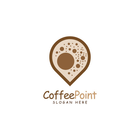 Coffee Point Logo Design with coffee bean and navigation markのイラスト素材