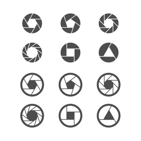 Set of Camera and Lens vector icon illustrationのイラスト素材