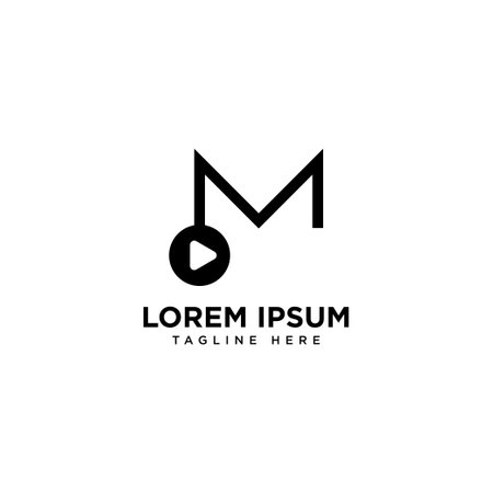 Letter M Movie and Play Logo Design Templateのイラスト素材