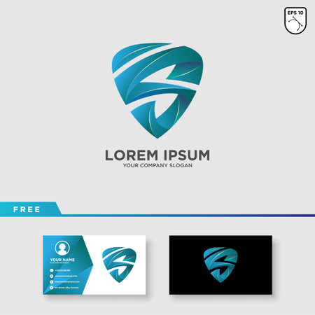 Letter S Shield with Gradient Styleのイラスト素材