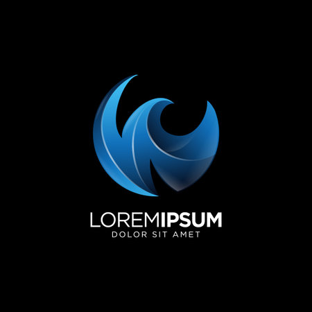 Abstract colorful W letter in gradient colorのイラスト素材