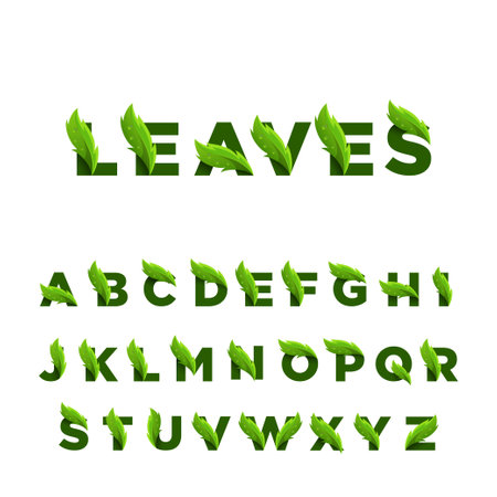 Alphabet Design in Green Leavesのイラスト素材