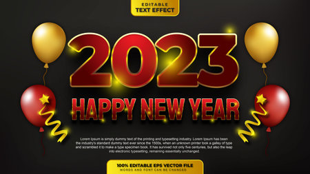 Happy New Year Text Effectのイラスト素材