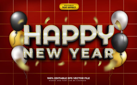 Happy New Year Text Effectのイラスト素材