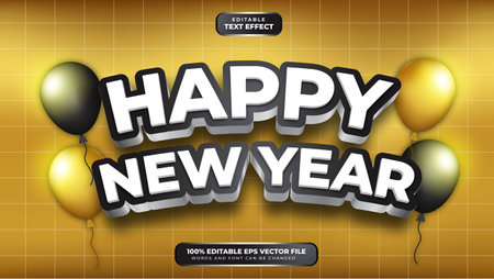 Happy New Year Text Effectのイラスト素材