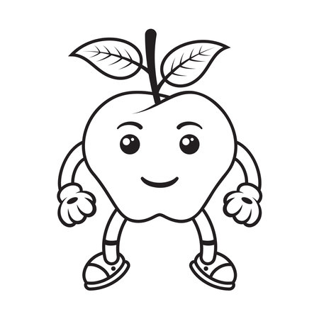 Cute Apple Mascot Character Vectorのイラスト素材
