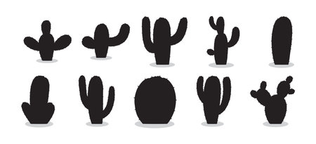 Collection of Cactus Plant silhouette Vector Designsのイラスト素材