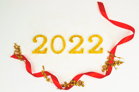 Glitter numbers with red ribbon