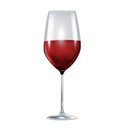 single glass with red wine isolated on whiteのイラスト素材