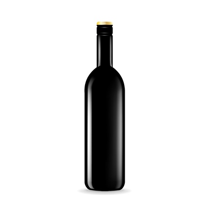 single wine bottle isolated on white backgroundのイラスト素材
