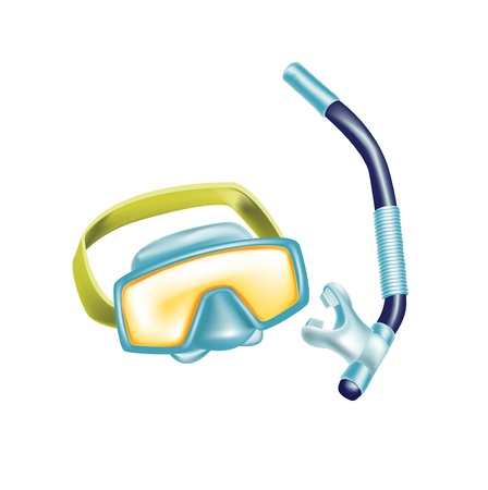 scuba diving glasses with snorkel isolated on whiteのイラスト素材