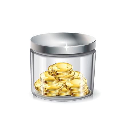 jar of money; golden coins isolated on whiteのイラスト素材