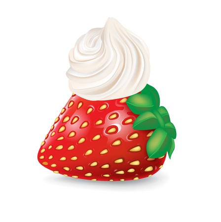 strawberry and whipped cream swirl isolatedのイラスト素材