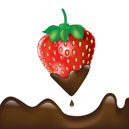 strawberry diped in liquid chocolate isolatedのイラスト素材